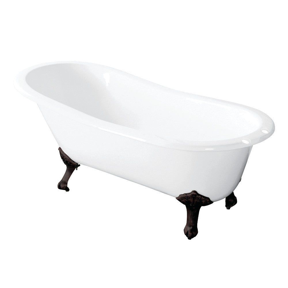 Aqua Eden VCT7D5431B5 54-Inch Cast Iron Slipper Clawfoot Tub with 7-Inch Faucet Drillings, White/Oil Rubbed Bronze - BNGBath