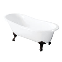 Thumbnail for Aqua Eden VCT7D5431B5 54-Inch Cast Iron Slipper Clawfoot Tub with 7-Inch Faucet Drillings, White/Oil Rubbed Bronze - BNGBath