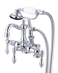 Thumbnail for Kingston Brass CC1014T1 Vintage 3-3/8-Inch Deck Mount Clawfoot Tub Faucet with Hand Shower, Polished Chrome - BNGBath
