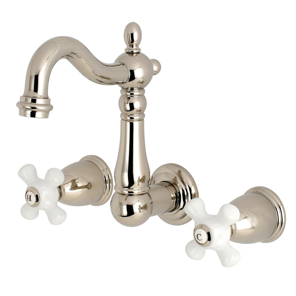 Kingston Brass KS1226PX 8-Inch Center Wall Mount Bathroom Faucet, Polished Nickel - BNGBath