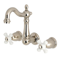 Thumbnail for Kingston Brass KS1226PX 8-Inch Center Wall Mount Bathroom Faucet, Polished Nickel - BNGBath