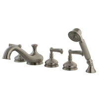 Thumbnail for Kingston Brass KS33385FL Roman Tub Faucet with Hand Shower, Brushed Nickel - BNGBath