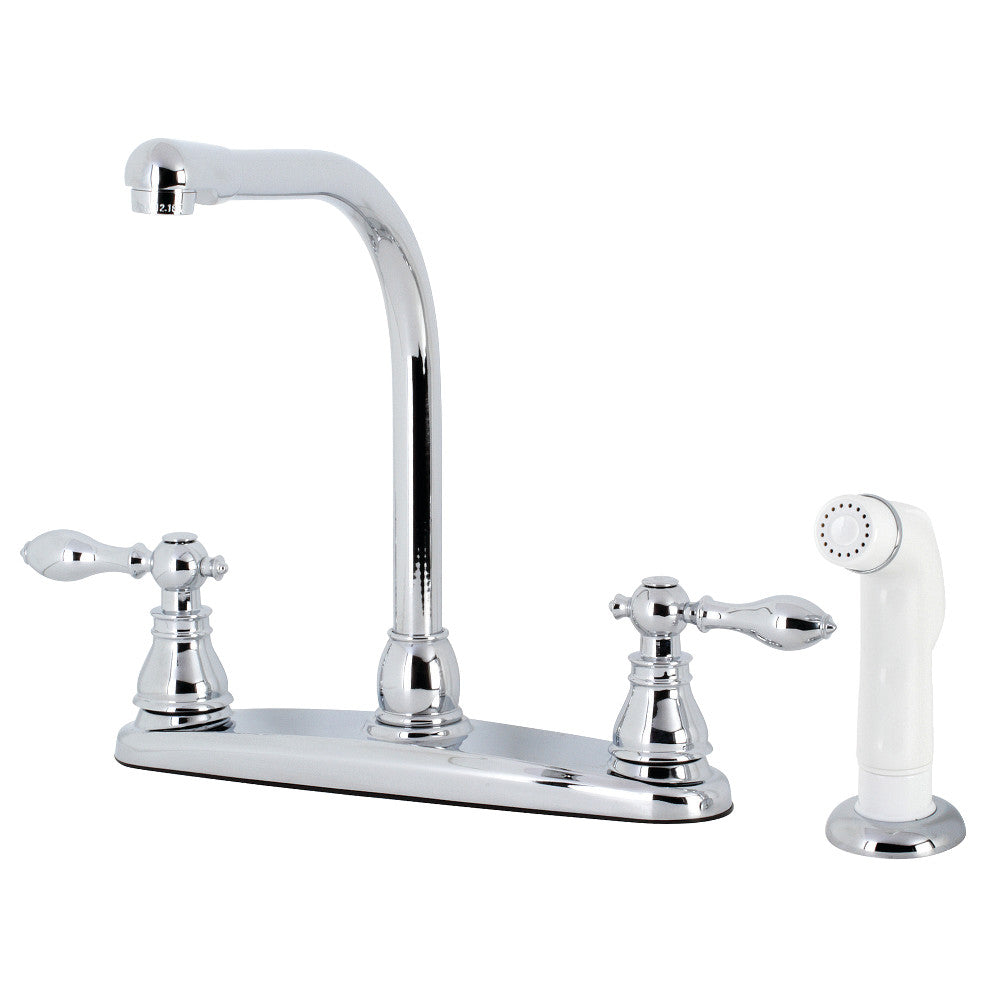 Kingston Brass KB711ACL American Classic Centerset Kitchen Faucet with Side Sprayer, Polished Chrome - BNGBath