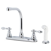 Thumbnail for Kingston Brass KB711ACL American Classic Centerset Kitchen Faucet with Side Sprayer, Polished Chrome - BNGBath