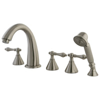 Thumbnail for Kingston Brass KS23685AL Roman Tub Faucet 5 Pieces with Hand Shower, Brushed Nickel - BNGBath