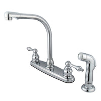 Thumbnail for Kingston Brass KB711ALSP Victorian Centerset Kitchen Faucet, Polished Chrome - BNGBath