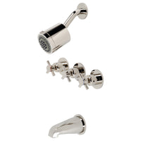 Thumbnail for Kingston Brass KBX8136DX Concord Three-Handle Tub and Shower Faucet, Polished Nickel - BNGBath