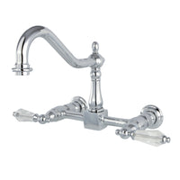 Thumbnail for Kingston Brass KS1241WLL Wilshire Wall Mount Bridge Kitchen Faucet, Polished Chrome - BNGBath