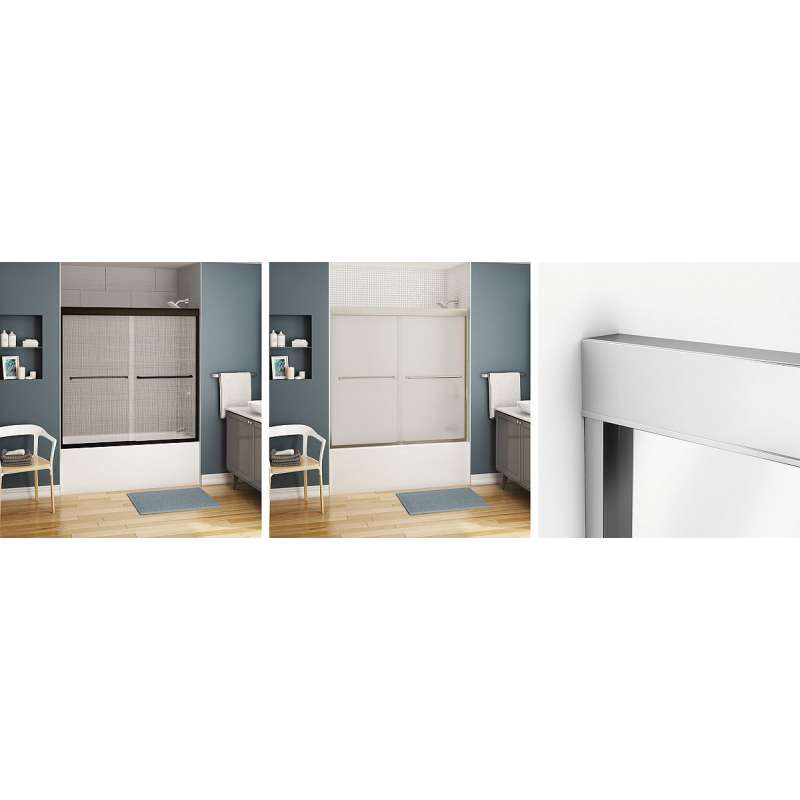 Brushed Nickel 6mm Semi-Frameless Slider Tub Door With Clear Glass, MAX Kameleon 55-59X57IN - BNGBath