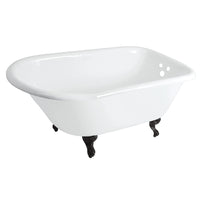 Thumbnail for Aqua Eden VCT3D483018NT0 48-Inch Cast Iron Roll Top Clawfoot Tub with 3-3/8 Inch Wall Drillings, White/Matte Black - BNGBath