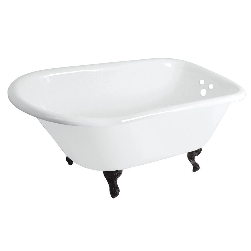 Aqua Eden VCT3D483018NT0 48-Inch Cast Iron Roll Top Clawfoot Tub with 3-3/8 Inch Wall Drillings, White/Matte Black - BNGBath