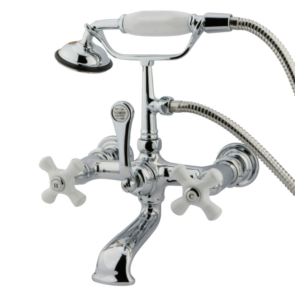 Kingston Brass CC560T1 Vintage 7-Inch Wall Mount Tub Faucet with Hand Shower, Polished Chrome - BNGBath
