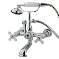 Thumbnail for Kingston Brass CC560T1 Vintage 7-Inch Wall Mount Tub Faucet with Hand Shower, Polished Chrome - BNGBath