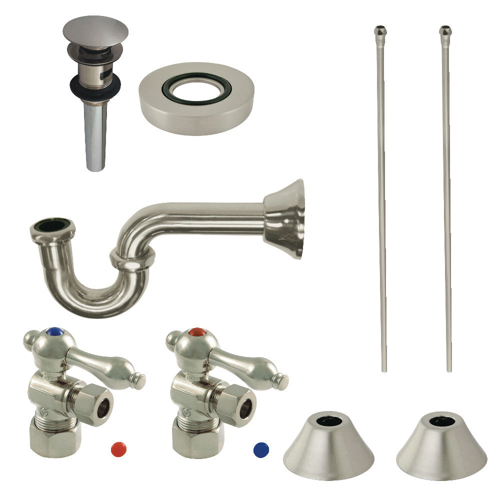 Kingston Brass CC53308VOKB30 Traditional Plumbing Sink Trim Kit with P-Trap and Overflow Drain, Brushed Nickel - BNGBath