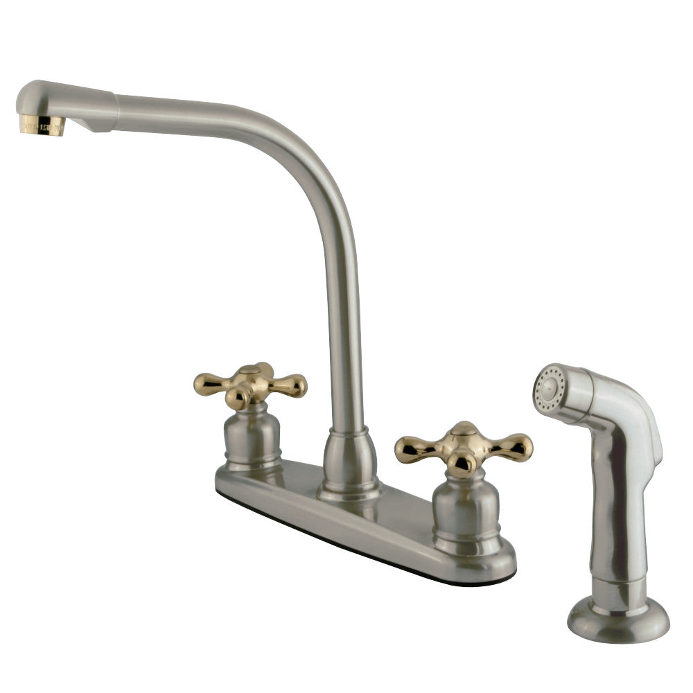 Kingston Brass GKB719AXSP Victorian Centerset Kitchen Faucet, Brushed Nickel/Polished Brass - BNGBath