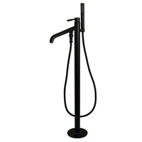 Thumbnail for Kingston Brass KS8130DL Concord Freestanding Tub Faucet with Hand Shower, Matte Black - BNGBath