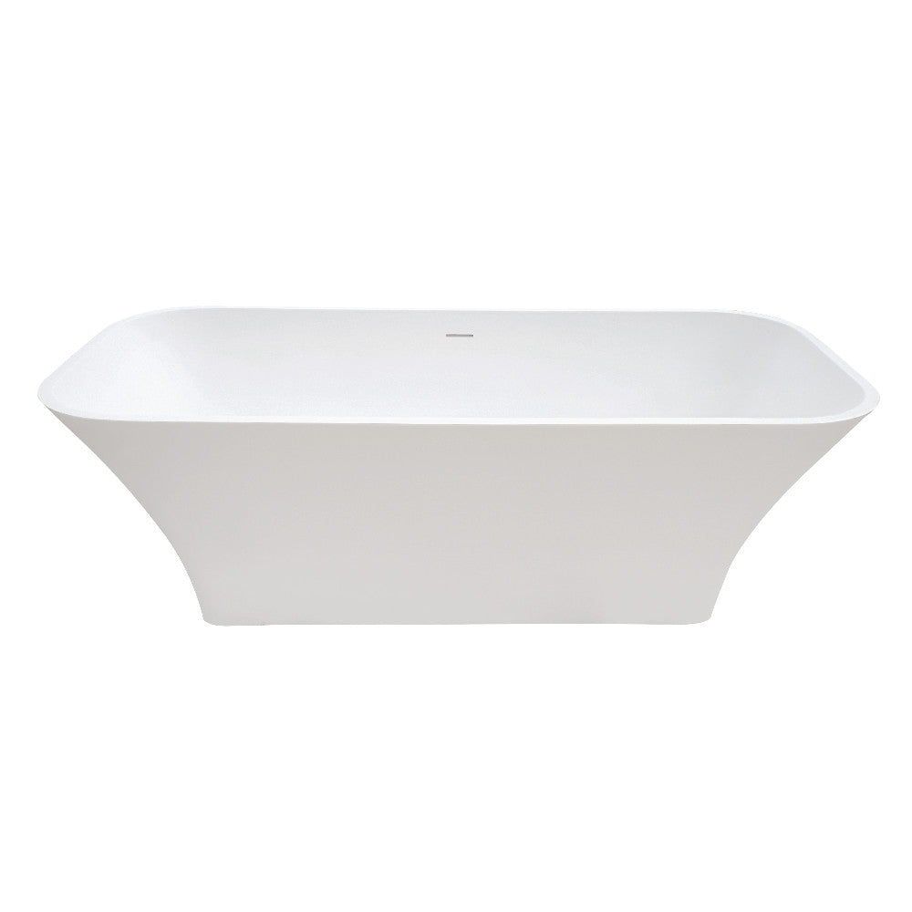 Aqua Eden VRTSQ683222 Arcticstone 68-Inch Solid Surface White Stone Freestanding Tub with Drain, Matte White - BNGBath