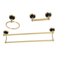 Thumbnail for Kingston Brass BAK911348BB Water Onyx 3-Piece Bathroom Accessory Set, Brushed Brass - BNGBath