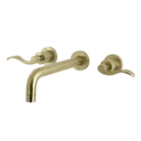 Thumbnail for Kingston Brass KS8027DFL NuWave Two-Handle Wall Mount Tub Faucet, Brushed Brass - BNGBath