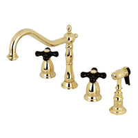 Thumbnail for Kingston Brass KS1792PKXBS Widespread Kitchen Faucet, Polished Brass - BNGBath