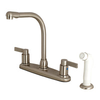 Thumbnail for Kingston Brass FB2758NDL NuvoFusion 8-Inch Centerset Kitchen Faucet with Sprayer, Brushed Nickel - BNGBath