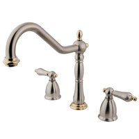 Thumbnail for Kingston Brass KB1799ALLS Widespread Kitchen Faucet, Brushed Nickel/Polished Brass - BNGBath