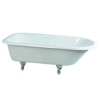 Thumbnail for Aqua Eden VCTND673123T1 67-Inch Cast Iron Roll Top Clawfoot Tub (No Faucet Drillings), White/Polished Chrome - BNGBath