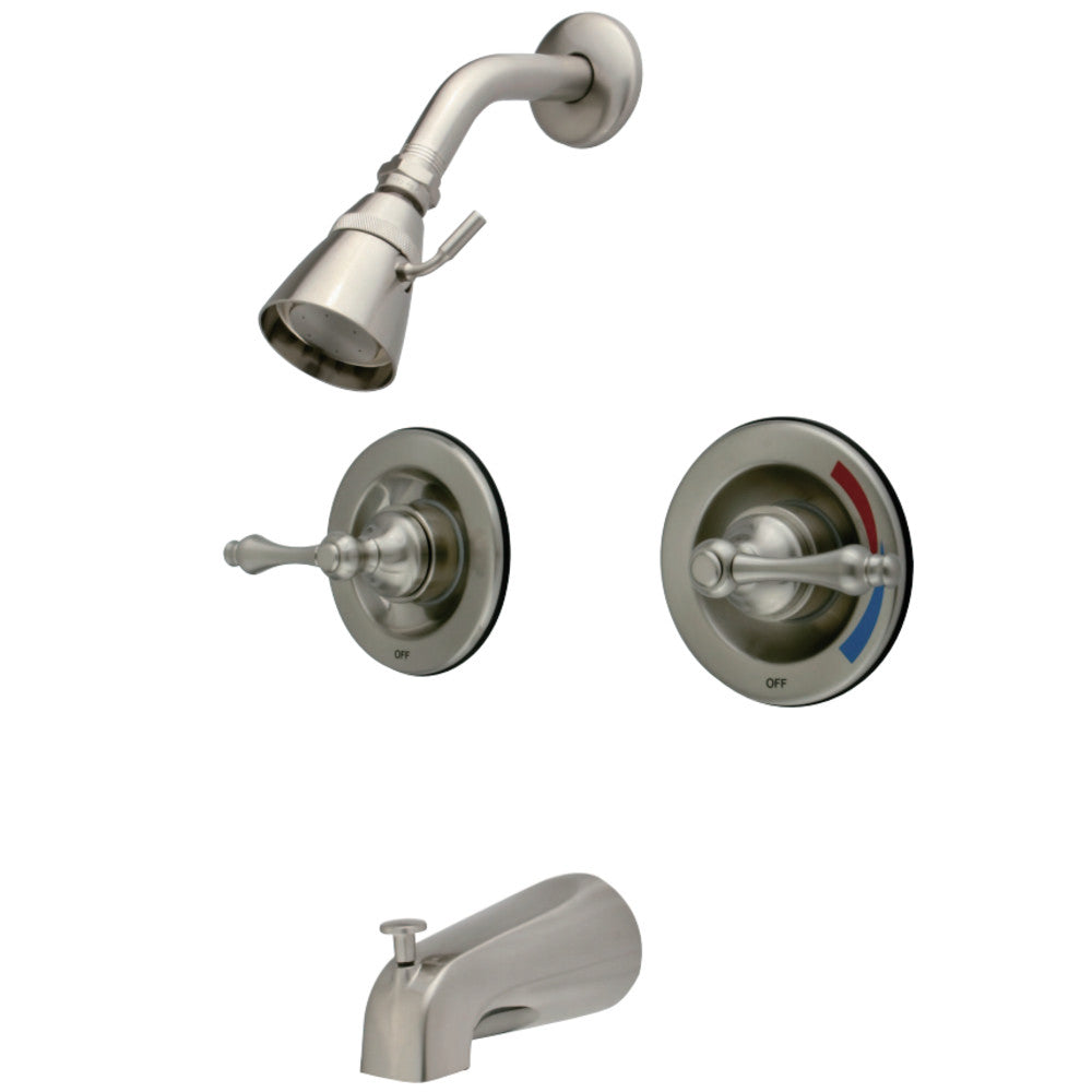 Kingston Brass KB668AL Vintage Twin Handles Tub Shower Faucet Pressure Balanced With Volume Control, Brushed Nickel - BNGBath
