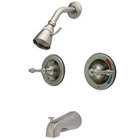 Thumbnail for Kingston Brass KB668AL Vintage Twin Handles Tub Shower Faucet Pressure Balanced With Volume Control, Brushed Nickel - BNGBath