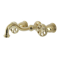 Thumbnail for Kingston Brass KS3122RX Belknap Two-Handle Wall Mount Bathroom Faucet, Polished Brass - BNGBath