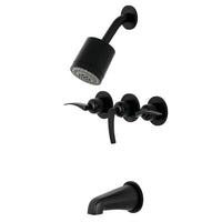 Thumbnail for Kingston Brass KBX8130EFL Centurion Three-Handle Tub and Shower Faucet, Matte Black - BNGBath