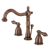 Thumbnail for Kingston Brass KB197ALAC Heritage Widespread Bathroom Faucet with Brass Pop-Up, Antique Copper - BNGBath