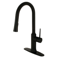 Thumbnail for Gourmetier LS2720NYL Single-Handle Pull-Down Kitchen Faucet, Matte Black - BNGBath