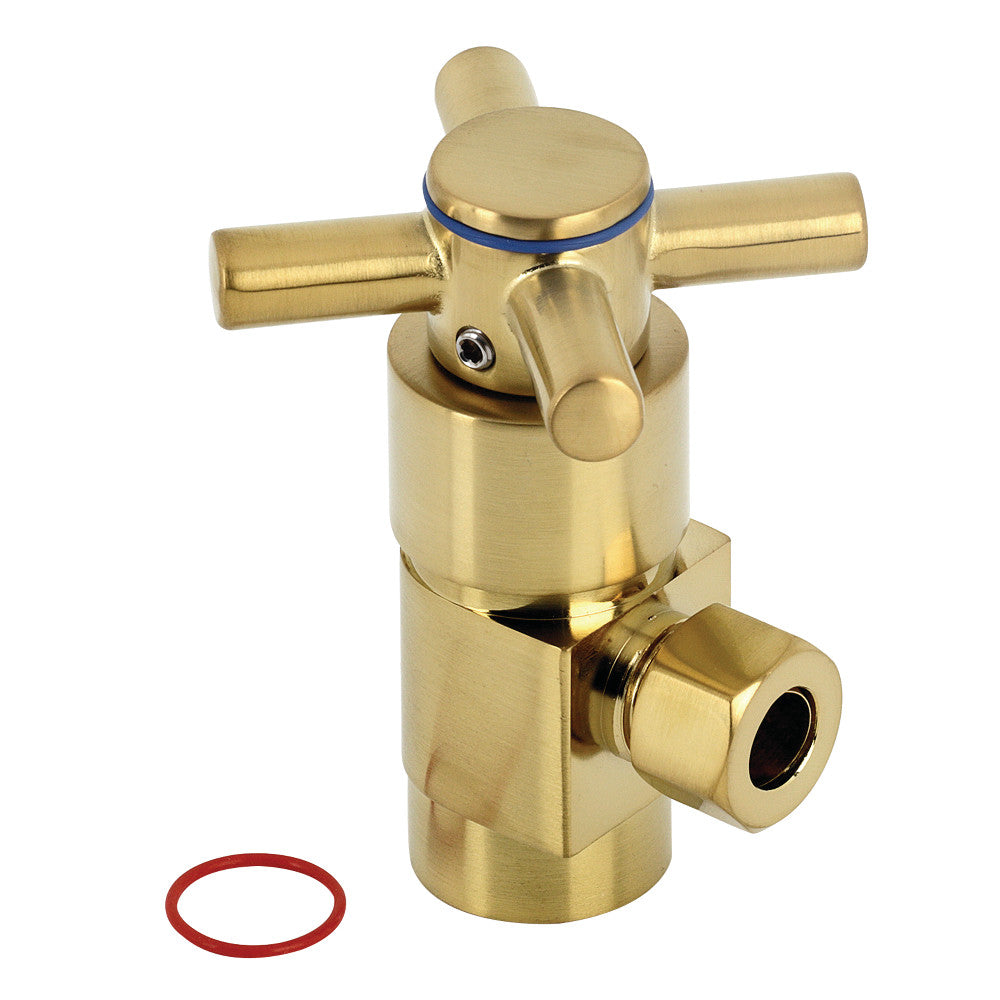 Kingston Brass CD43307DX Concord 1/2" IPS x 3/8" O.D. Anti-Seize Deluxe Quarter Turn Ceramic Hardisc Cartridge Angle Stop, Brushed Brass - BNGBath