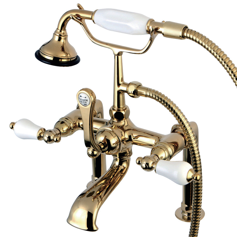 Kingston Brass AE105T2 Auqa Vintage Deck Mount Clawfoot Tub Faucet, Polished Brass - BNGBath