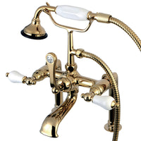 Thumbnail for Kingston Brass AE105T2 Auqa Vintage Deck Mount Clawfoot Tub Faucet, Polished Brass - BNGBath