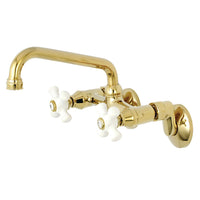 Thumbnail for Kingston Brass KS613PB Kingston Two Handle Wall Mount Bathroom Faucet, Polished Brass - BNGBath