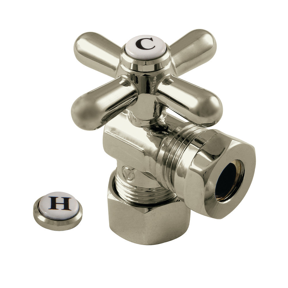 Kingston Brass CC54308X 5/8" OD Comp X 1/2" or 7/16" Slip Joint Angle Stop Valve, Brushed Nickel - BNGBath