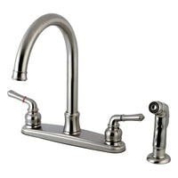 Thumbnail for Kingston Brass FB7798NMLSP Naples 8-Inch Centerset Kitchen Faucet with Sprayer, Brushed Nickel - BNGBath