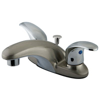 Thumbnail for Kingston Brass KB6627LL 4 in. Centerset Bathroom Faucet, Brushed Nickel/Polished Chrome - BNGBath