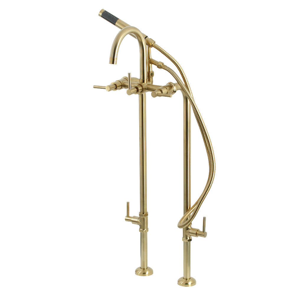 Aqua Vintage CCK8107DL Concord Freestanding Tub Faucet with Supply Line, Stop Valve, Brushed Brass - BNGBath