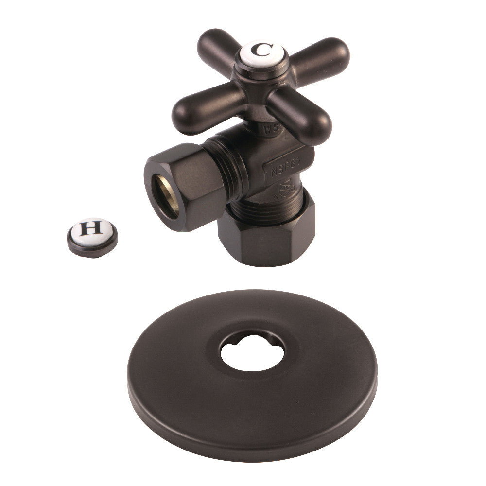 Kingston Brass CC54405XK 5/8-Inch OD X 1/2-Inch OD Comp Quarter-Turn Angle Stop Valve with Flange, Oil Rubbed Bronze - BNGBath