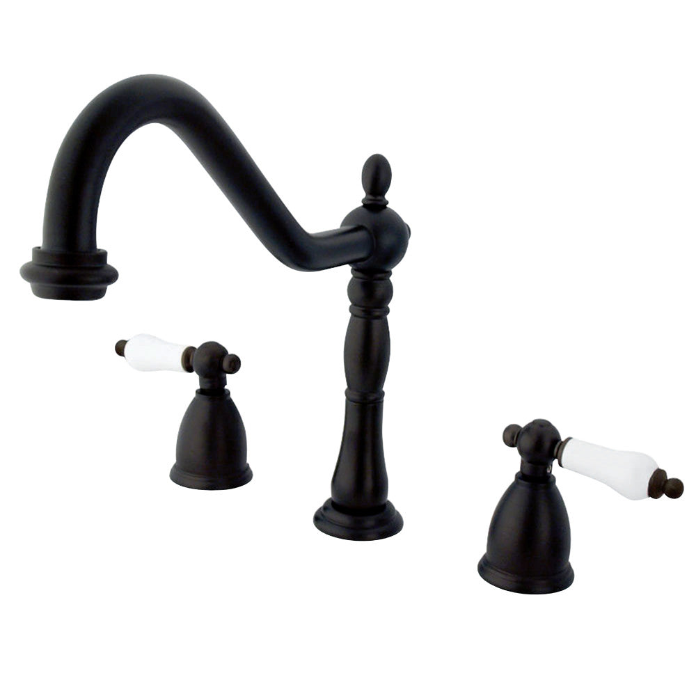 Kingston Brass KB1795PLLS Widespread Kitchen Faucet, Oil Rubbed Bronze - BNGBath