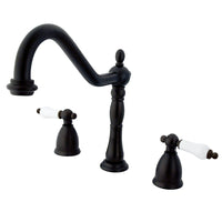 Thumbnail for Kingston Brass KB1795PLLS Widespread Kitchen Faucet, Oil Rubbed Bronze - BNGBath