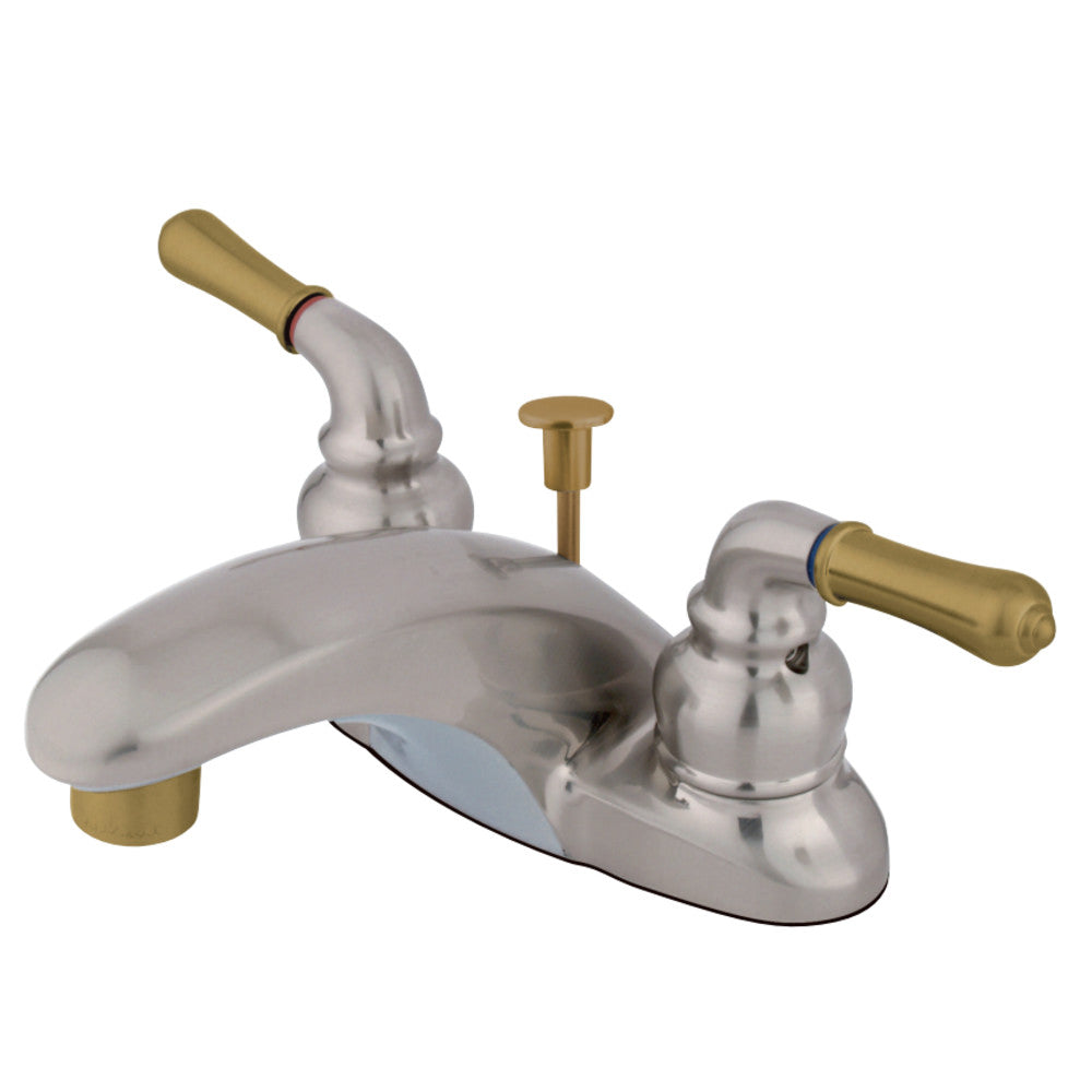 Kingston Brass KB629 4 in. Centerset Bathroom Faucet, Brushed Nickel/Polished Brass - BNGBath
