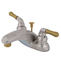 Thumbnail for Kingston Brass KB629 4 in. Centerset Bathroom Faucet, Brushed Nickel/Polished Brass - BNGBath