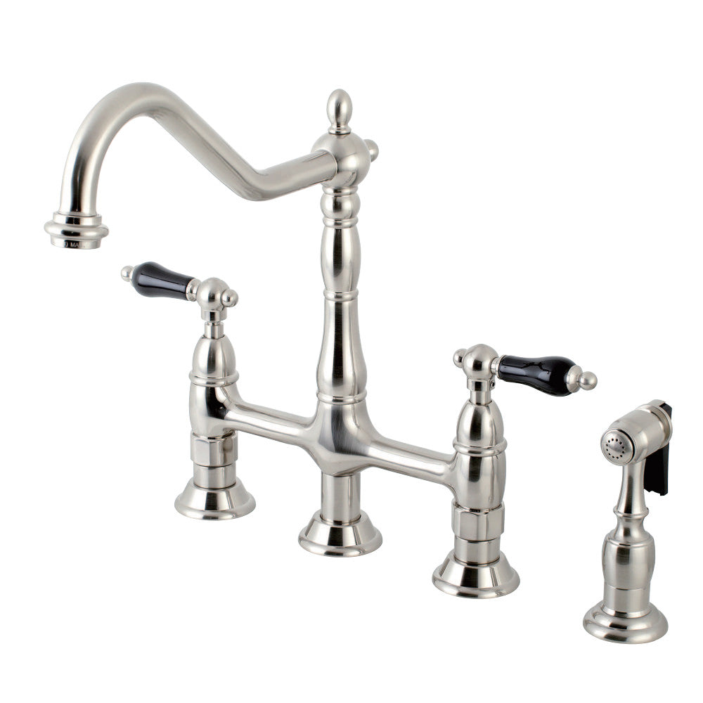 Kingston Brass KS1278PKLBS Duchess Bridge Kitchen Faucet with Brass Sprayer, Brushed Nickel - BNGBath