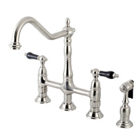 Thumbnail for Kingston Brass KS1278PKLBS Duchess Bridge Kitchen Faucet with Brass Sprayer, Brushed Nickel - BNGBath