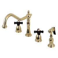 Thumbnail for Kingston Brass KB1792PKXBS Widespread Kitchen Faucet, Polished Brass - BNGBath