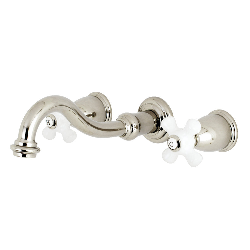 Kingston Brass KS3026PX Restoration Two-Handle Wall Mount Tub Faucet, Polished Nickel - BNGBath